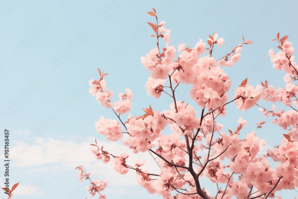 Branches of cherry blossoms on a blue background Branches of cherry blossoms on a blue background
