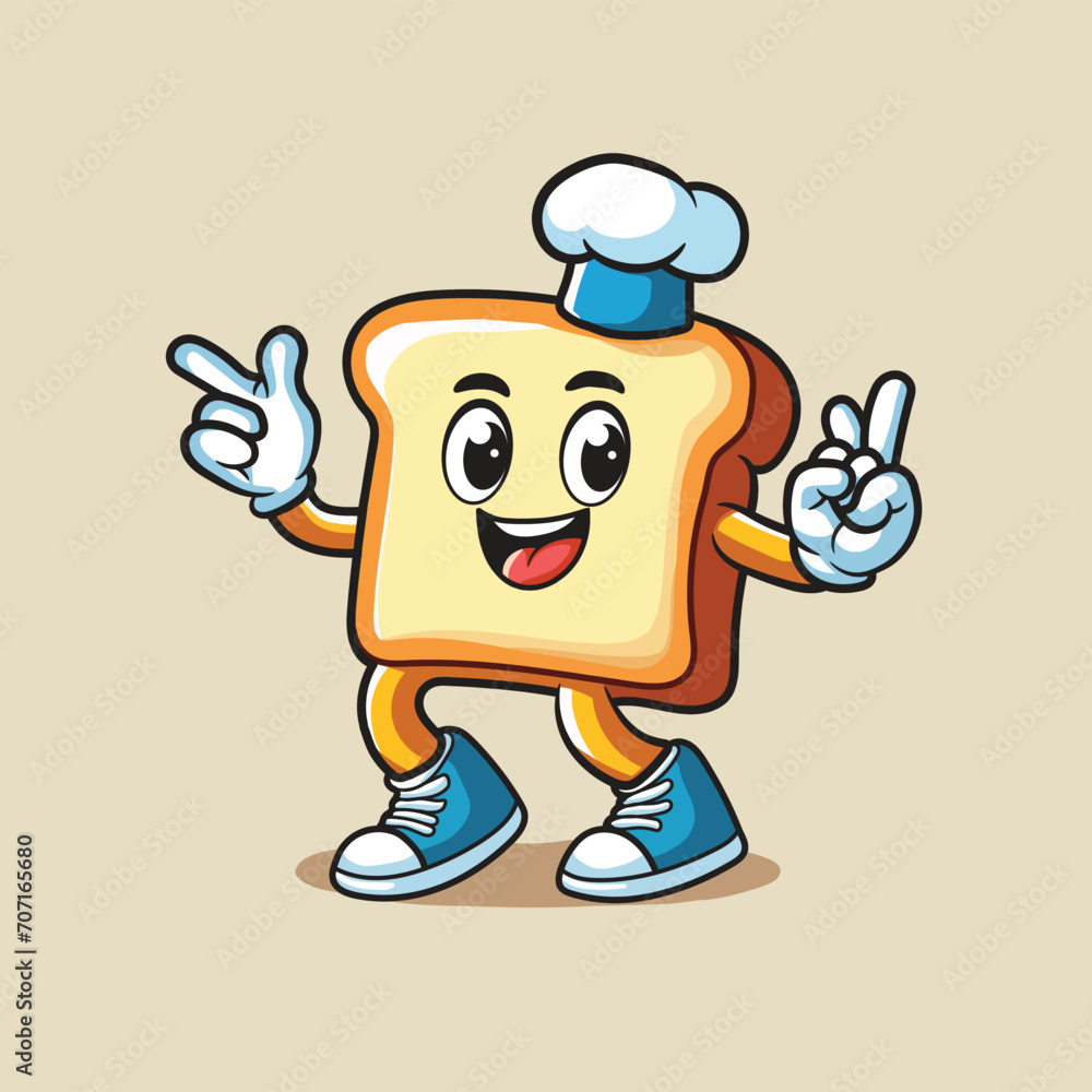 Design character cute bread. A happy bread chef ready to serve you some delicious treats. 