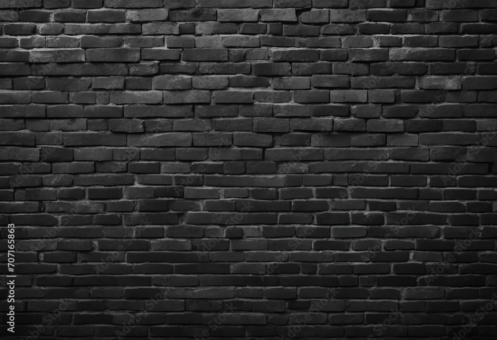 Obraz premium Dark black anthracite damaged rustic brick wall texture banner panorama