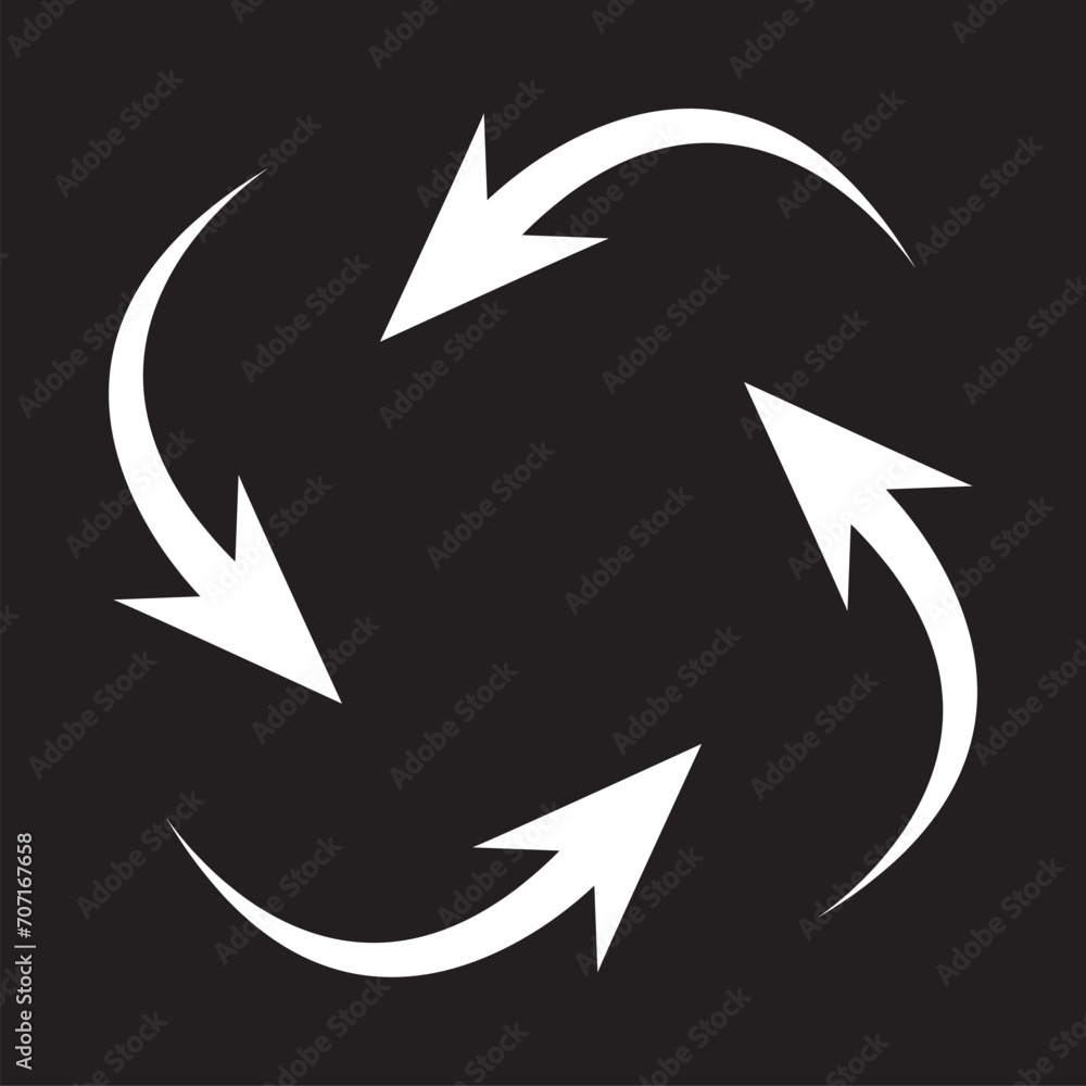 Repeat icon vector. Recycle icon sign symbol vector. Rotation vector icon illustration isolated on black background Repeat icon vector. Recycle icon sign symbol vector. Rotation vector icon illustration isolated on black background