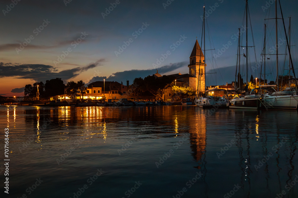 Ancient Cathedral of Osor on Island Cres Croatia in Evening Lights