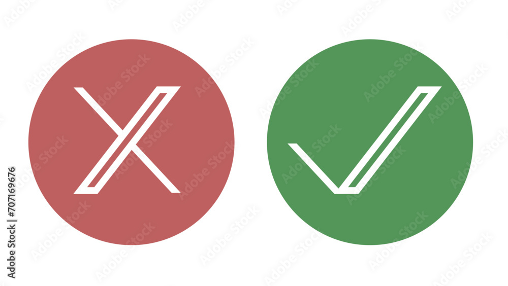 Check boxes. Correct and incorrect checkmarks are set in red and green. Check boxes. Correct and incorrect checkmarks are set in red and green.