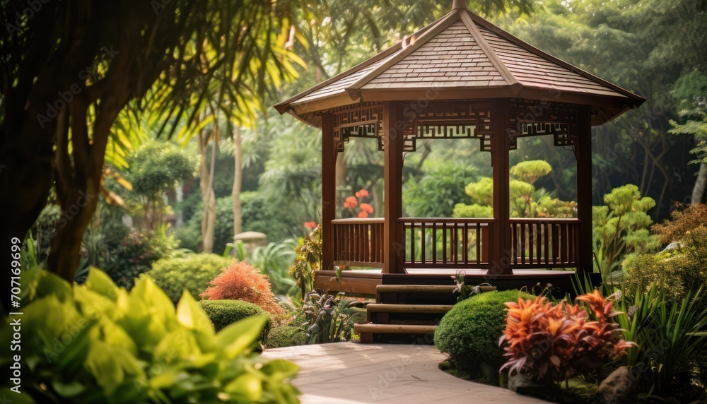 Gazebo in Garden, An Oasis of Tranquility Amidst Natures Beauty