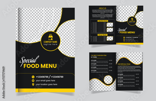 vector modern corporate business bi fold brochure template.