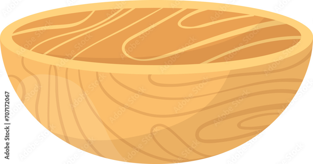 Wooden bowl empty simple design. Cartoon wood texture kitchenware vector illustration. Wooden bowl empty simple design. Cartoon wood texture kitchenware vector illustration.