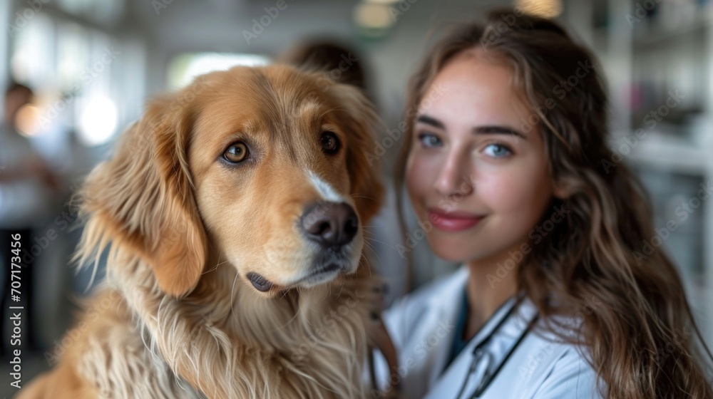 Compassionate veterinarian examining a pet, representing care in animal health.