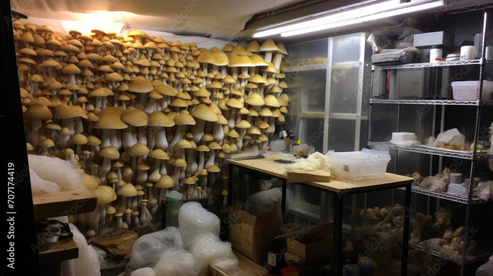 Fototapeta premium Aseptic Ambiance in Mushroom Farming