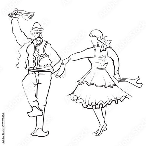 Albanian  folk couple dance line drawing