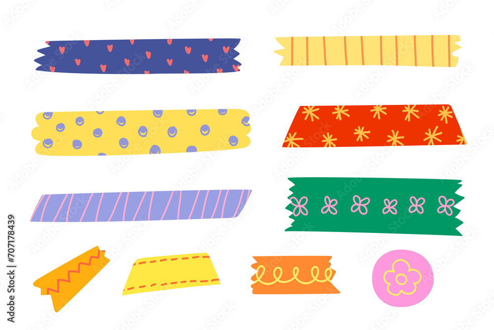 Cute tape doodle hand drawn sticker for planner and element Cute tape doodle hand drawn sticker for planner and element