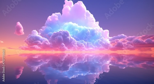 Surreal concept of cloud data storage. Abstract amounts of information are stored in the cloud. Technological modern background for advertising, business, presentations.