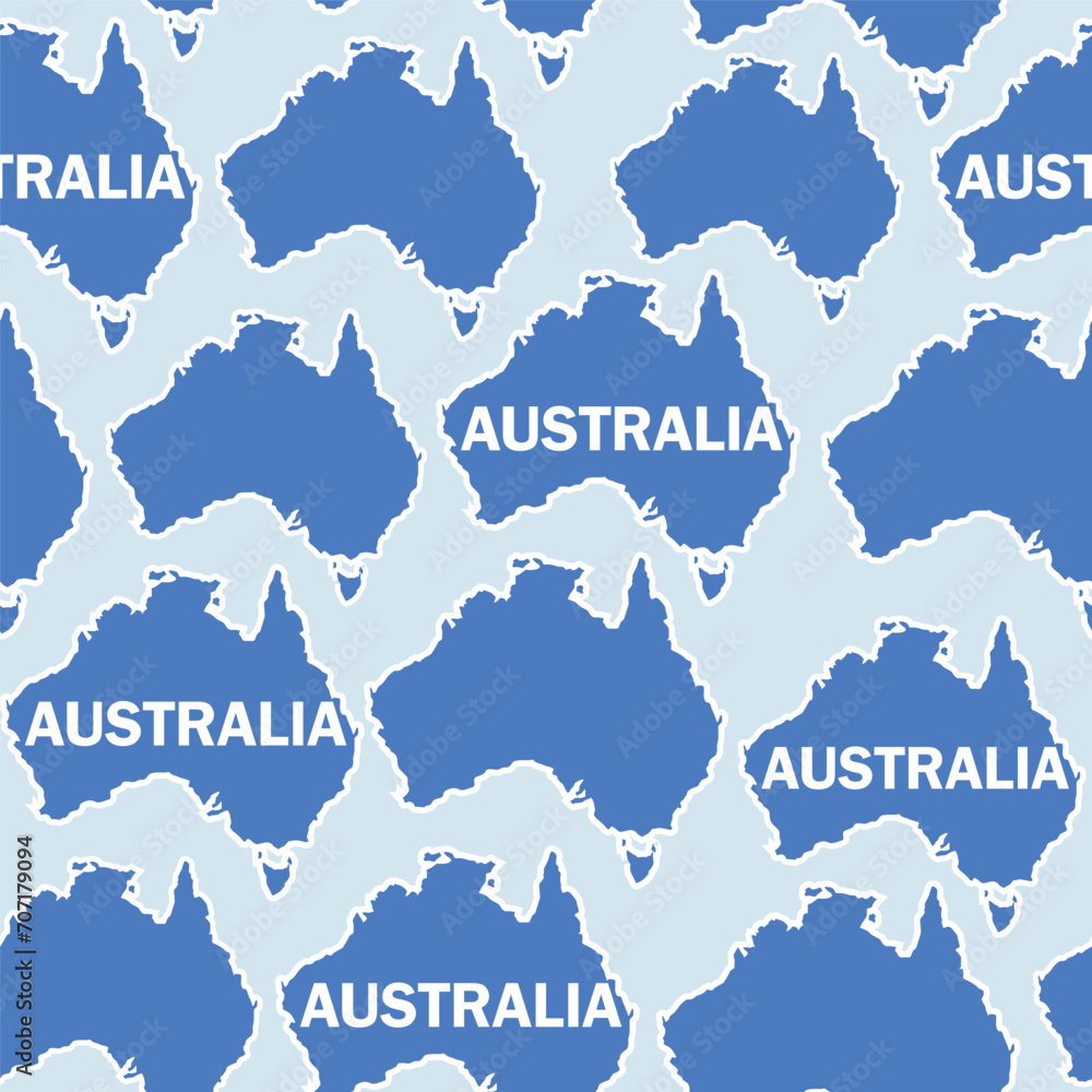 Blue maps of Australia in seamless pattern for Australia Day