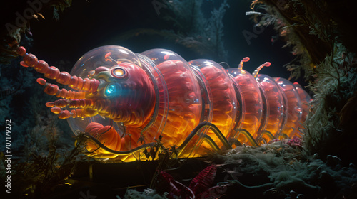 Luminous vibrant sap caterpillar space ship rubric