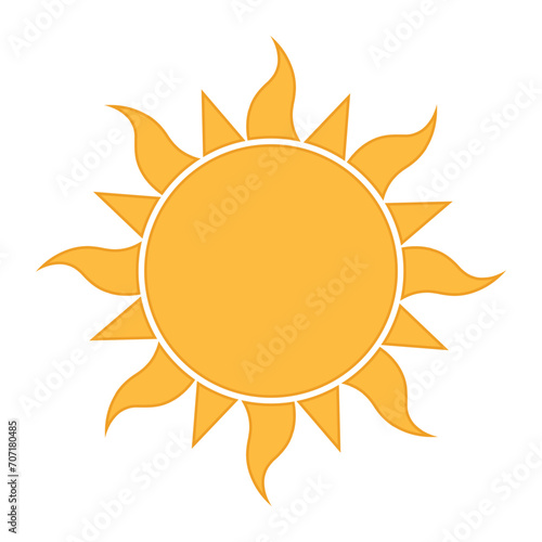 sun shape symbol, vector illustration of simple yellow star
