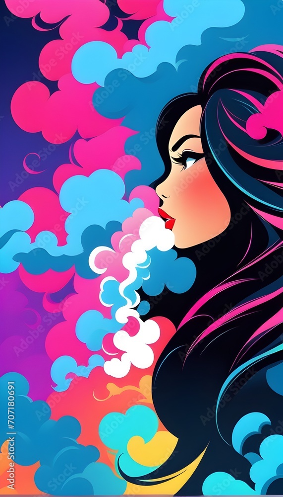 Girls With Smoke Illustration Colorful Art Generative Girls With Smoke Illustration Colorful Art Generative