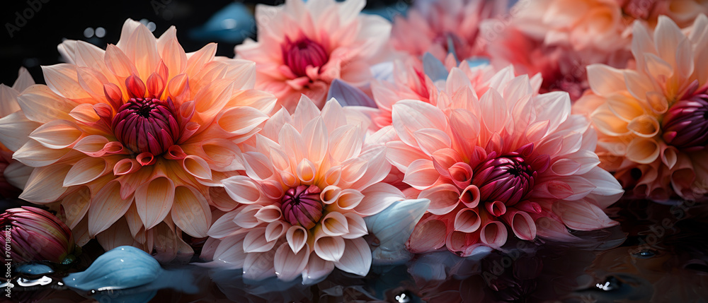 Elegant dahlia bloom in water splashes. Elegant dahlia bloom in water splashes.