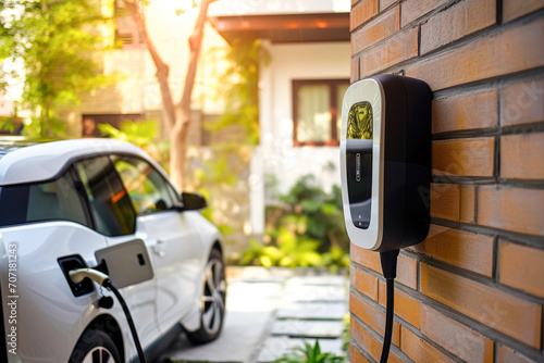 innovative and sustainable technology of home charging for electric vehicles © PixelGallery
