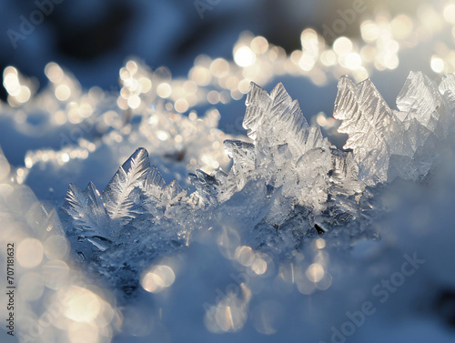 A close-up of the crystal clear ice in winter.