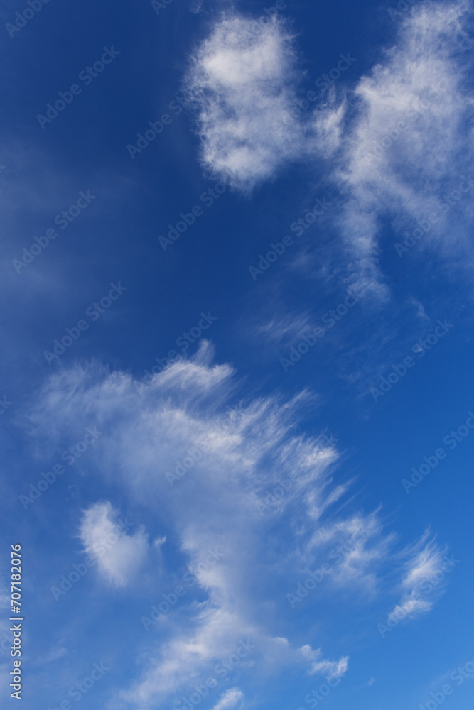 beautiful blue sky with white clouds	
