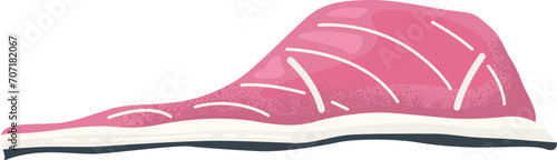 Flat design pink baseball cap side view. Casual fashion headwear vector illustration.