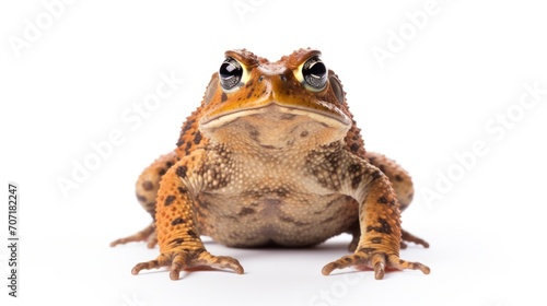 close-up portrait in the studio of a mature californian toad, sequestered on a white background.