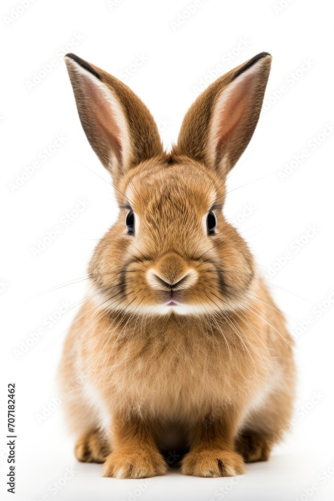 furious hare - fuming brown hare in solitude against white backdrop