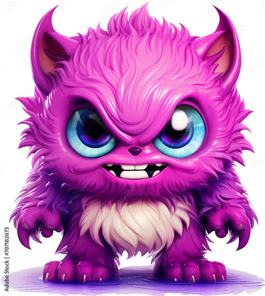 Furry monster baby with angry but cute expression, with transparent background Furry monster baby with angry but cute expression, with transparent background