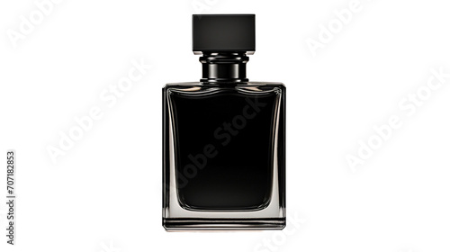 a black perfume bottle on a transparent background
