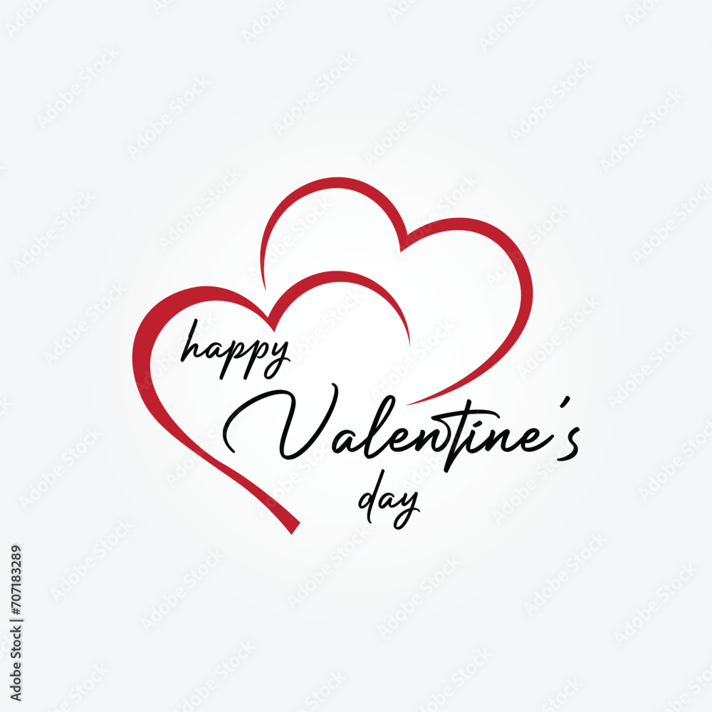 Happy Valentine's Day Text logo vector and Creative Hearts Expression