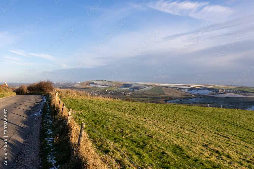 Fototapeta premium View of the South Downs in West Sussex on a winter's day