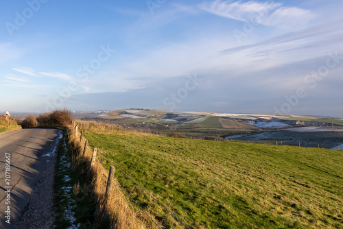 View of the South Downs in West Sussex on a winter's day photo