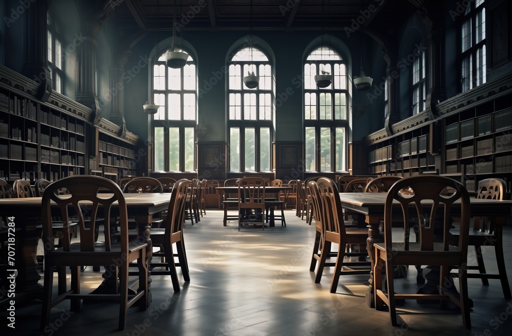 Naklejka premium The interior of a library