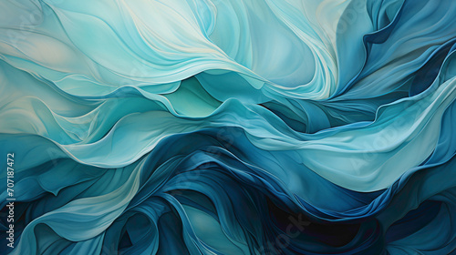 An abstract arrangement of cerulean and turquoise waves.