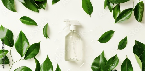 water and oil repellant spray surrounded by green leaves.