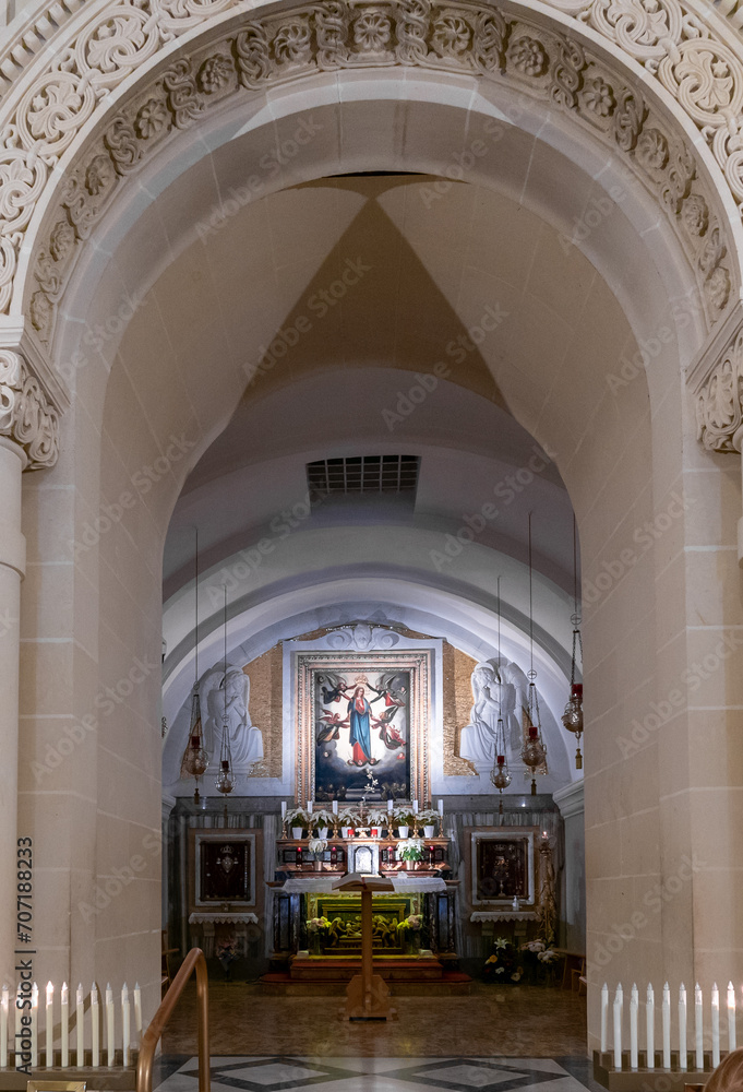 view of a side chapel in the Ta Pinu Sanctuary on Gozo Island in Malta