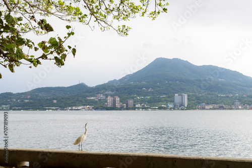 Tamsui river over the Bali district in Taiwan photo