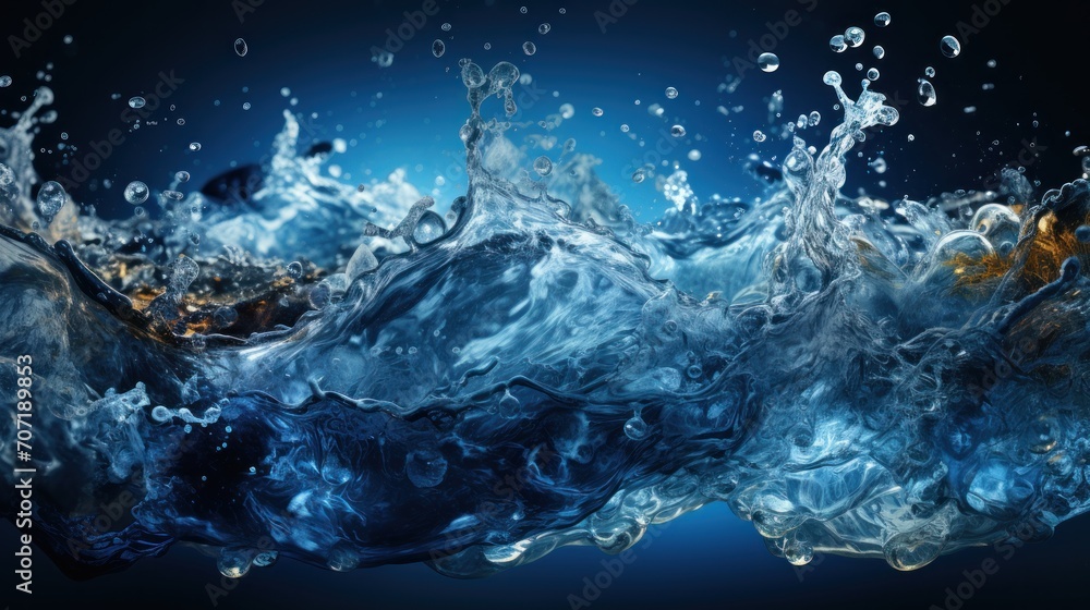 Beautiful stage art design turbulent water splash blu UHD Wallpaper