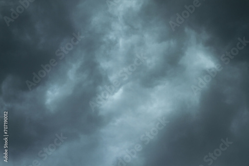 Dramatic, dark, blue cloudy sky overlay, Sky-overlays. Dramatic sky and lightning. Bad weather with dark clouds. Rain And Thunderstorm In Dramatic Sky