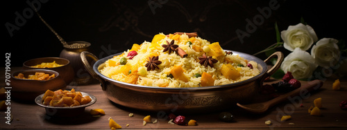 Biryani rice or briyani rice, fresh cooked basmati rice, delicious indian cuisine.