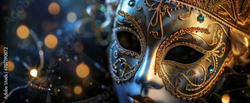 Neoclassic Mardi Gras mask on a black background © Ringo