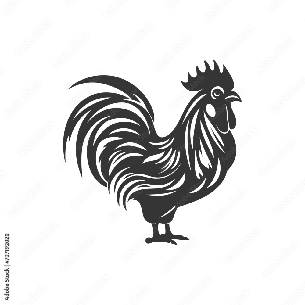 Vector rooster silhouette Chicken Cock Livestock farm icon symbol, Rooster silhouette Chicken logo vector illustration template logotype isolated on white background