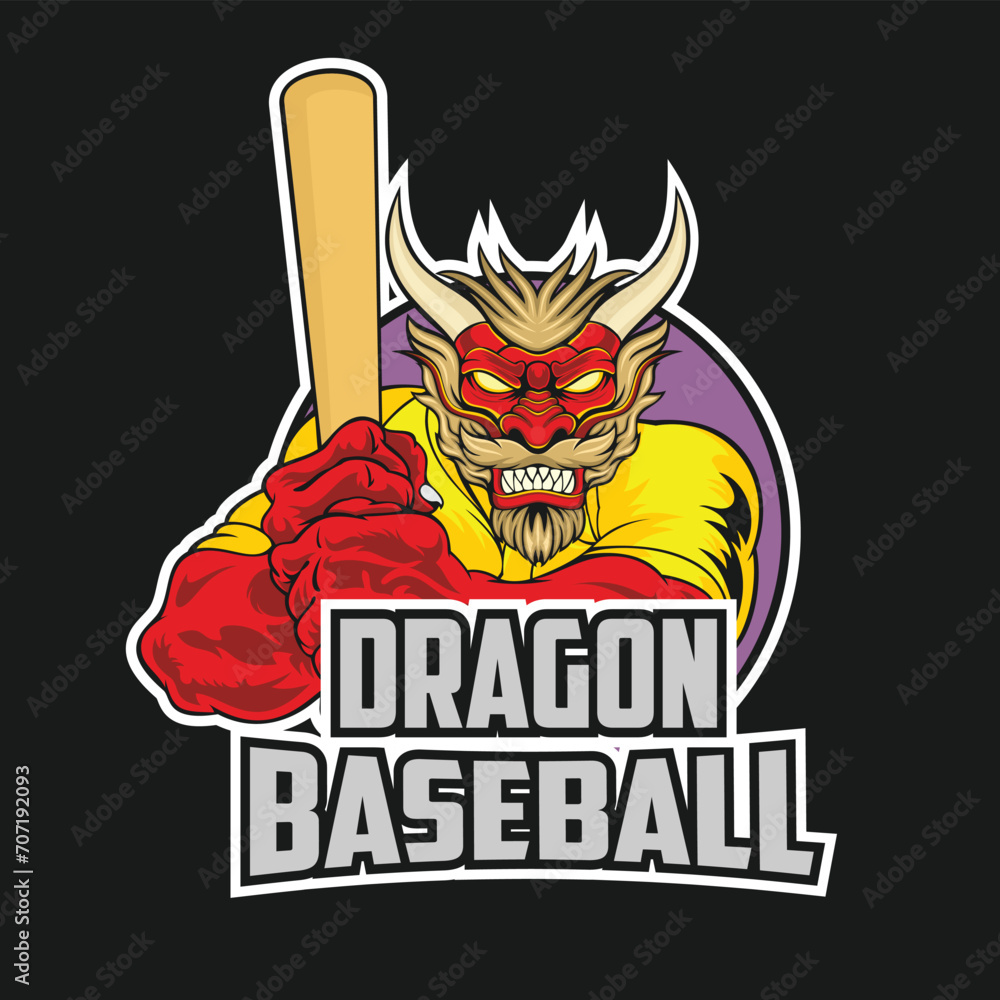 baseball club logo vector art illustration dragon club design