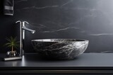 Modern Bathroom Sink With Black Marble Bowl for Contemporary Interior Design. Scandinavian home interior design of modern living home.