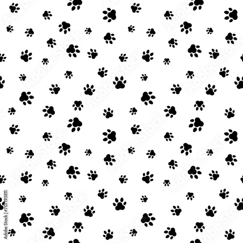 Cat Or Dog Paw Pattern Background. Wallpaper. Vector Illustration