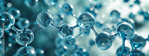 3d molecules on a blue background close-up