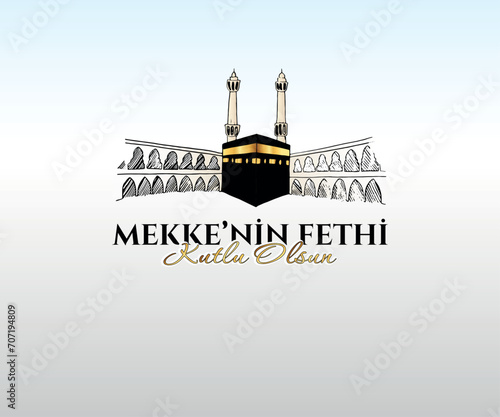 Conquest of Makkah concept vector illustration. Translate: Happy Conquest of Mecca. 
 photo