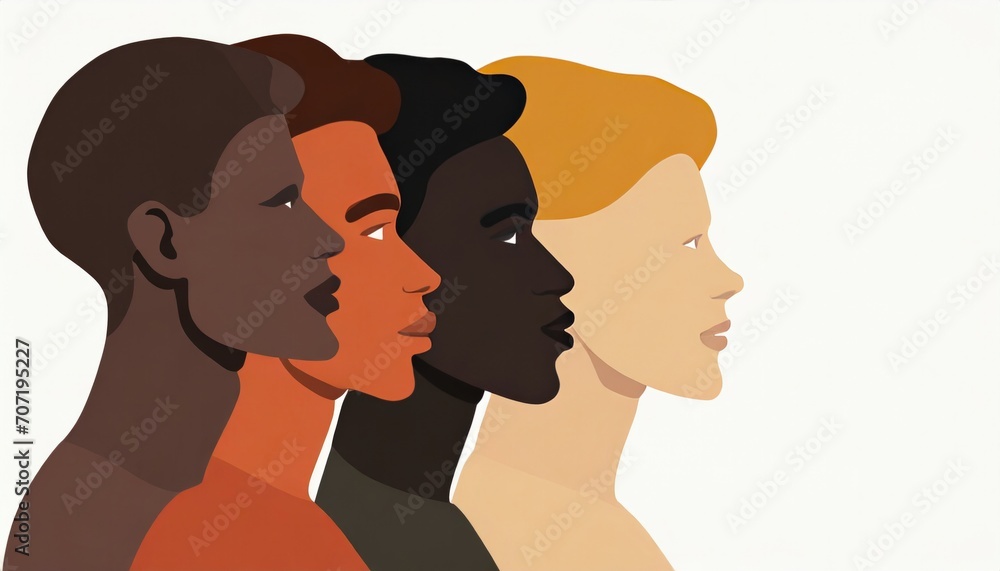 Silhouettes of three diverse profiles representing unity for Black History Month.