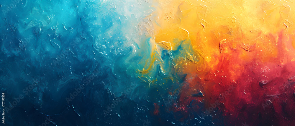 Vibrant hues dance on the canvas, bringing an abstract masterpiece to life with the stroke of a blue and yellow paint