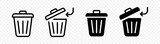 Delete button. Delete symbols. Trash can icon set. Trash icons set. Bin icon set.