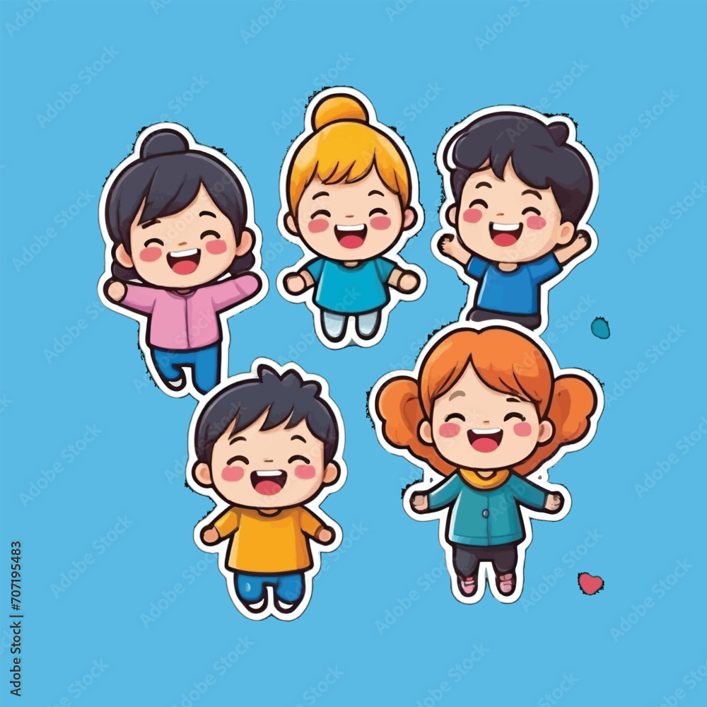 vector cute happy kids in childrens mental health week
