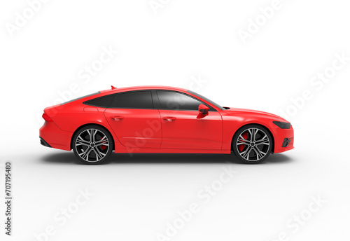 red car side view with shadow 3d render © mahadi